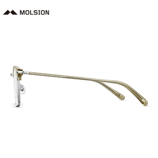 Molspesion Mosen Eyebrow Frame Gläses Rahmen Xiao Zhan gleicher Stil für Männer und Frauenbrillen können mit Anti-Blau-Lichtgläser MJ6180 B80 Silber Olivengrüns + MOSE Blue Light 1,74 Stücke (innerhalb von 1000 Grad) übereinstimmen.