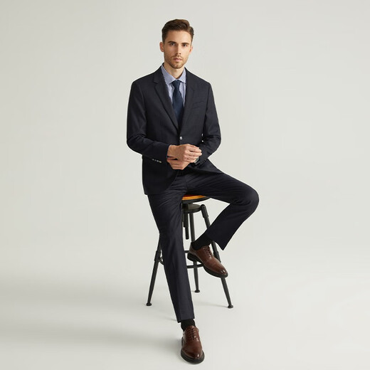 HECHTER Suit Shopping Mall Same Style Business Formal Men's 100% Wool Suit DX11601 Dark Sapphire Blue (Top) 52