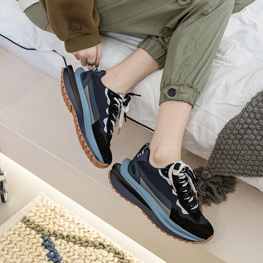 
Su Feifei, Daddy Shoes, new summer products, comfortable and absorbent film-soled trendy shoes for women, Internet celebrity Korean version, deconstruction of versatile sports casual shoes 9902-Deep Sea Blue 37