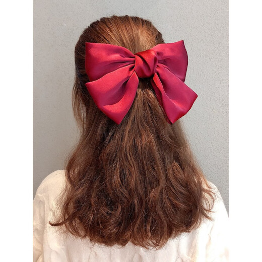 Red big bow hairpin female back head hair accessories black hair rope Japanese internet celebrity hairpin top clip headdress clip red Korean spring clip