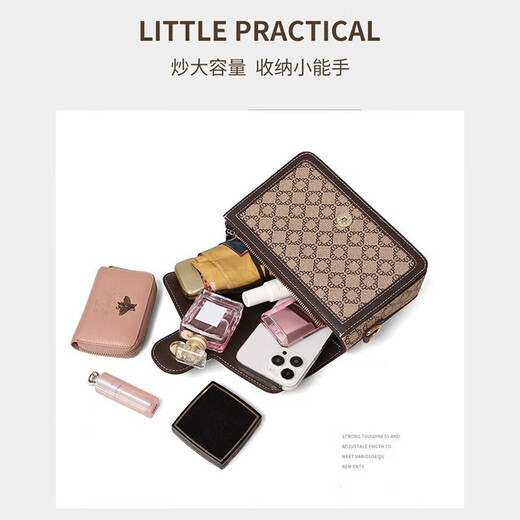 Pesasrie Marke Light Luxury Bag Damen Umhängetasche Luxus Ladies 'Crossbody Bag Vielseitige gedruckte Tasche Valentinstag Geschenk Kaffeefarbe [National Ten Lagelhäuser/Die Lieferung des nächsten Tages] Luxus Geschenkboxverpackung