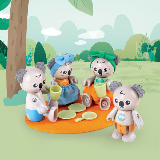 Hape Doll Playing House Toys Wooden Pony Club Panda House Elephant Koala Polar Bear Familia E3527 Familia elefante