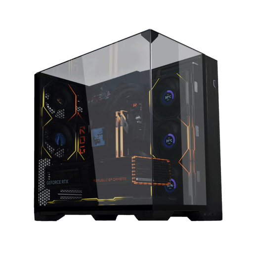 LIANLI联力包豪斯O11 Vision Compact 海景房台式电脑机箱 三面玻璃/中塔机箱 Vision Compact黑+8.8副屏