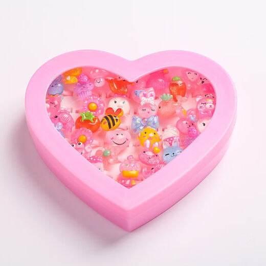 Qumeisi new children's ring ring cartoon girl princess jewelry imitation crystal gemstone girls jewelry gemstone style 36 mix and match box