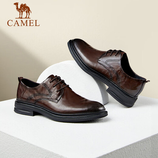 Camel (CAMEL) Derby lightweight and comfortable scratched cowhide business formal men's leather shoes GE12235360 Brown 40