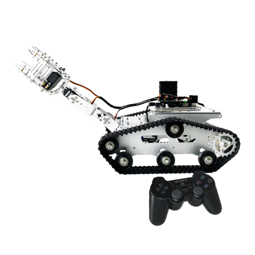 Three degrees of freedom vehicle-mounted manipulator smart car TR300P track chassis STM32 master control PS2 handle/Bluetooth APP control customized model silver PS2 control set + MS10 servo