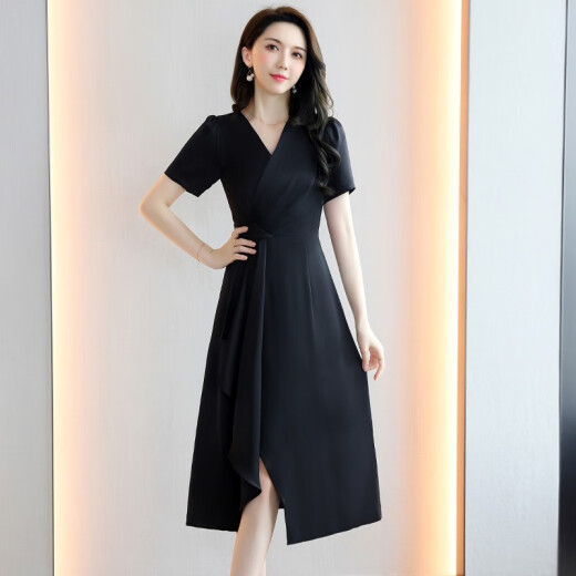 XHUE [100% Mulberry Silk] Heavy silk dress for women in summer brand high-end and elegant luxury exquisite skirt Beige L (recommended 108-118Jin [Jin equals 0.5 kg])