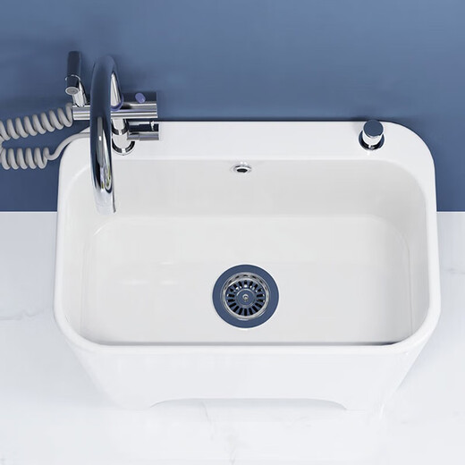 Darv Mop Pool Home Balcony Ceramic Washing Large Outdoor All-in-One Mop Pool High Legs with Holes Sitting Faucet Floor Basin J-T24 Taiwan Controlled Water + Sitting Sprinkler