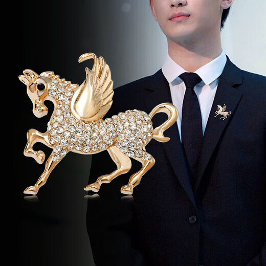 Crystal Brooch Men's Birthday Gift Corsage Jacket Suit Classic Retro Pin Suit ACCESSOIRES POUR LE MARI [BROOCH DE LA PEUT YIMA] GOLD-X204