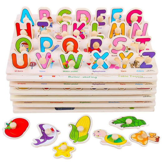 Hongyu zhijie rompecabezas de madera animal tablero de captura de manos cognitiva juguete infante e infantil letra digital carta digital tablero de madera placa de captura de manos de animales