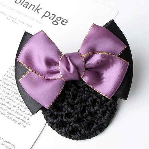 Gardenia blossoms, head flower, net bag, hairpin, professional hair net, hair cover, nurse, hotel property, hotel bank, work bow decoration, gold-edged two-knot blue fine net