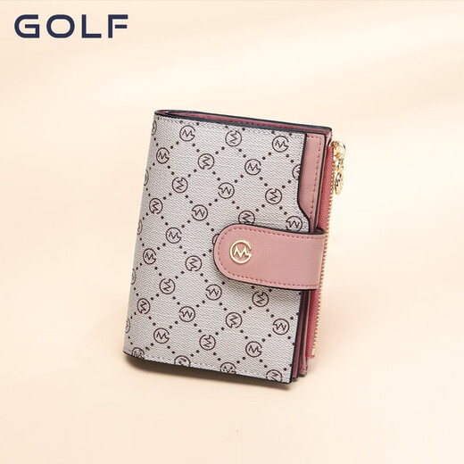 高尔夫（GOLF）钱包女竖款印花简约卡包零钱包多卡位大容量七夕情人节礼物 烟粉色