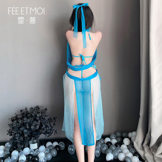 倾城鸟（qingchengniao）倾城鸟霏慕情趣内衣性感睡衣套装古风汉服诱惑旗袍制服火辣激情午 6627蓝音公主[飘逸流苏套装]