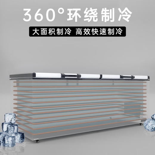 Snowburg Freezer Commercial Horizontal de grande capacité Réfrigérateur Réfrigérateur de réfrigération Ménage Réfrigération Réfrigération à double température Réfrigérateur Double-température Armoire d'affichage incurvé 1,45 mètres de long Double portes-cuivre Version à économie d'énergie Température 698 Black
