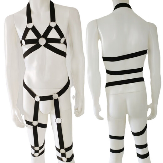 Men's performance clothing for gay men to show their muscles, chest underwear, thong, perverted straps, temptation, men only, white