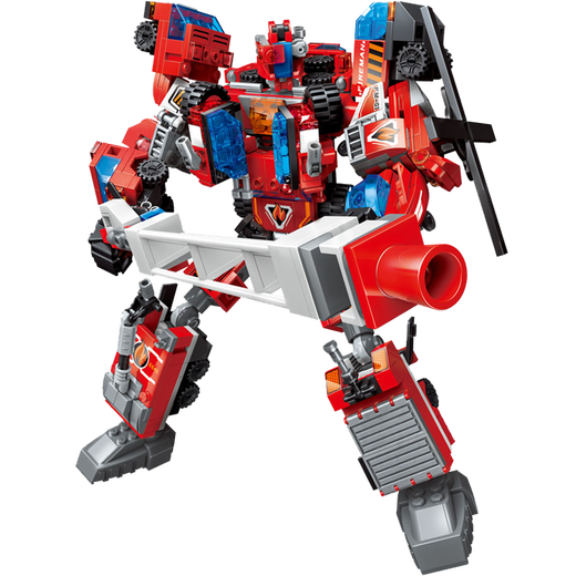 Enlightenment building blocks military aircraft carrier assembly combination war god robot engineering mecha assembly model toy children's gift [6 in 1] Fiery war god 1416D