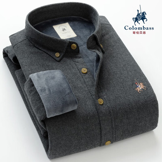 Colombass Winter Plus Velvet Engrosada camisa tibia Camisa a cuadros de manga larga de hombres