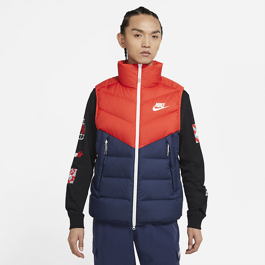 Nike (NIKE) new down jacket men's winter sports and casual comfortable and warm hat-free vest vest CV8975-673/Arikanomiya hidden blue S