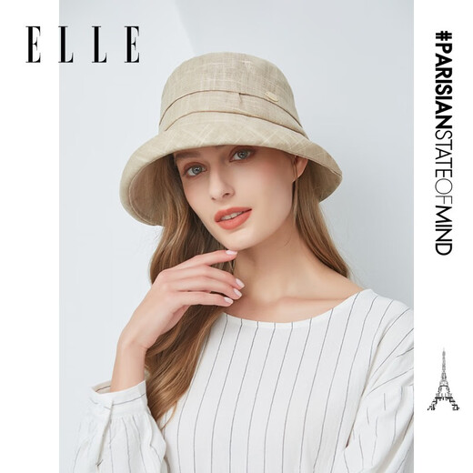 
ELLE fisherman hat fashionable and versatile casual outdoor French elegant top hat sunbasin hat brim linen fashion hat Mika
