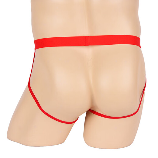 Ye Zimei Men's sexy underwear wide belt cotton mesh double thong T-pants men's crotch hollow thong red uniform size