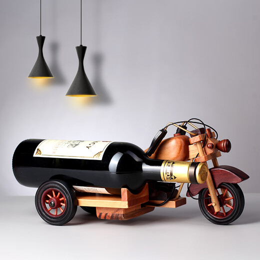 Kang Zhirun Creative Wine Rack Retro Solid Wood Motorcycle Model Wooden Red Wine Rack Living Room Entrance Home Gift Decorative Ornaments Solid Wood Motorcycle Wine Rack