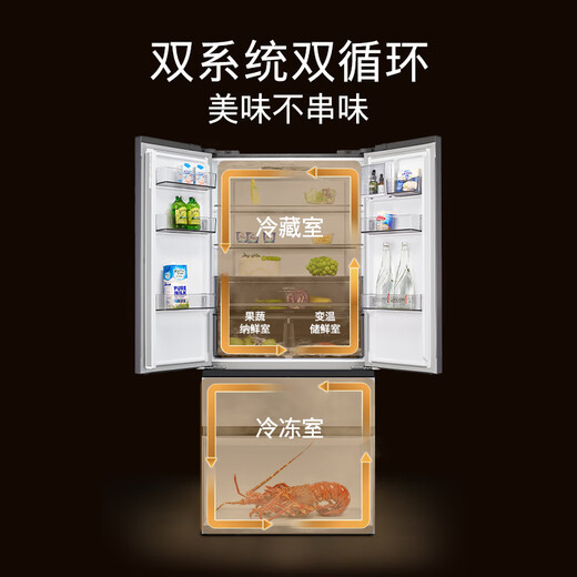 SIEMENS unbounded ultra-thin flat-mounted 501L large-capacity French multi-door four-door inverter refrigerator dual-system dual-cycle variable temperature fresh storage KF88E1260C