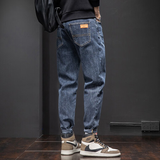 Guqian (Guqian) Jeans pour hommes Stretch Nine Point's Trend's Men's Style Summer Summer Light Color Slim Adting Pantal