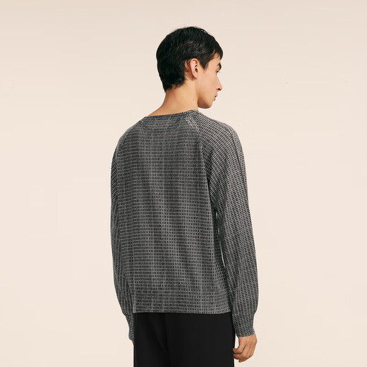 Sketch Neil Barrett co-branded Sketch autumn and winter new casual loose sweater round neck long-sleeved mesh top 001 black L