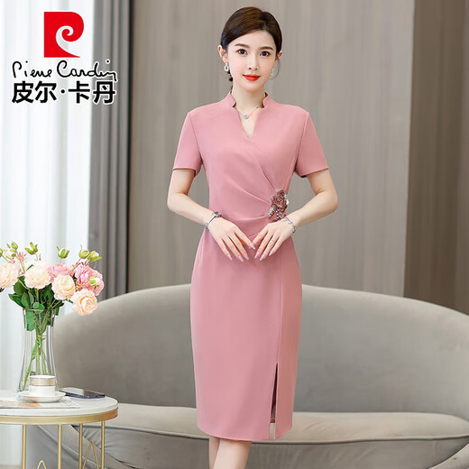 Vestido de pierre cardin vestido cheongsam para mujeres en verano temperamento joven feliz vestido de novia de suegra