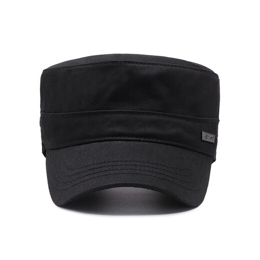 Red Dragonfly (RED DRAGONFLY) flat top hat for men, trendy, four seasons, simple and casual, middle-aged men's sun protection hat for dad, outdoor sunshade and breathable duck cap, black, one size fits all, hat circumference (56-60CM)