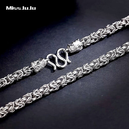 Miss JuJu pt950 platinum necklace men's platinum necklace keel chain domineering faucet buckle looks thick Thai plain chain (customized) 48-50g long 58-60cm thick about 3.5mm