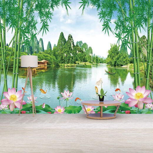 New Chinese style landscape painting wall stickers self-adhesive various natural scenery landscape paintings rural pastoral landscape painter style 16 width 120cm * height 80cm - whole sheet