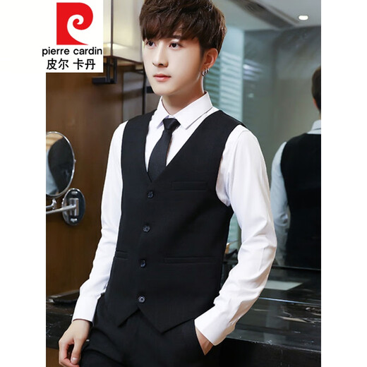 Pierre Cardin six-piece suit for teenagers 12 older children 13 junior high school students 14 boys 16 suits 17 years old host dress 725 navy blue (suit + vest + trousers + shirt + 175/XL