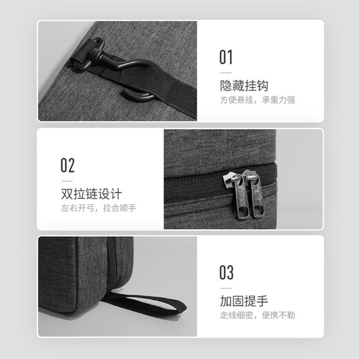 Pack all travel toiletry bag men's business trip toiletry storage bag portable dry and wet separation large black gray