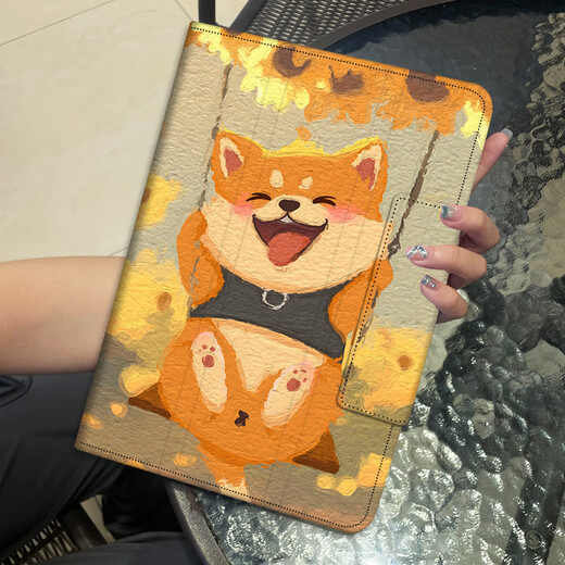 Yaluge Apple iPad Air11/13-Zoll-Tablet-Fall 2025 Air Apple A3271 Lernbüro A3266 rotierender MC9Y4CH Kinder Fall Anti-Fall-Fall, Rich Line Puppy [dreifacher Rotary-Stand] mit einem temperierten Film Air4/Air5-10.9