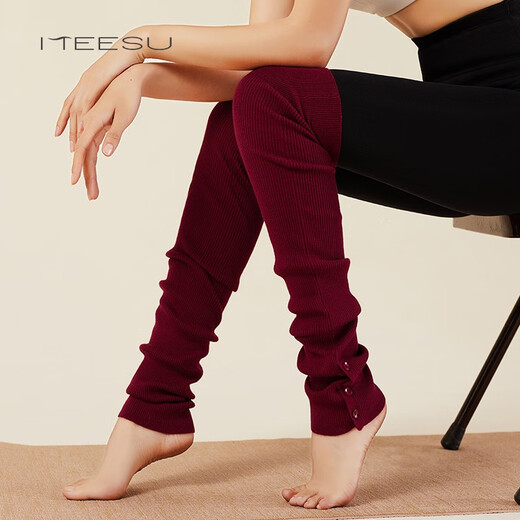 Meesu new autumn yoga socks for women, open toe warm knee pads, long tube mid tube leg guards, sports non-slip Pilates socks, starry sky black, with silicone anti-slip particles, one size fits all