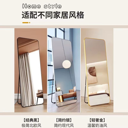 镜子全身镜家用落地试衣镜壁挂卧室贴墙穿衣镜网红ins立体落地镜 40*150星空黑-壁挂落地两用