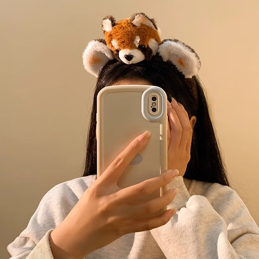 Danqin cute little raccoon plush headband for women, face wash, makeup headband, facial mask, special hairpin hair accessories, autumn and winter little raccoon plush headband