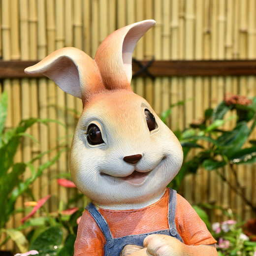 Yi Mingyuan courtyard decoration floor-standing simulation rabbit ornaments living room balcony crafts outdoor animal sculpture flower pot landscape style five (H20106)