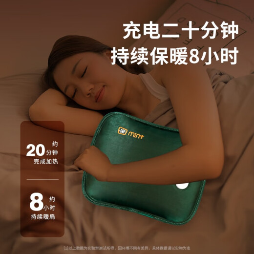 Aiyuanmanmini explosion-proof hot water bag rechargeable electric heater plush cover electric heater warm water bag hand warmer hand warmer baby ink green
