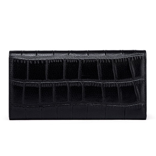 Cnoles first-layer cowhide wallet women's long multi-functional clutch retro large-capacity coin purse women's gift box card bag birthday gift black