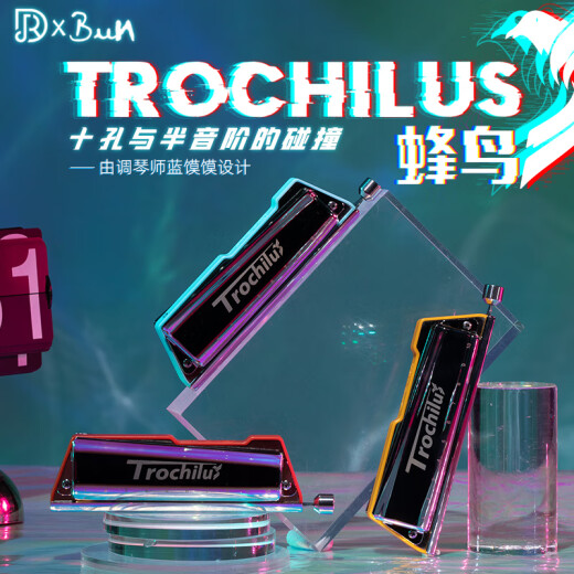 嘉德瑞（JDR）蜂鸟TROCHILUS新品10孔布鲁斯带按键半音阶口琴让您再也无惧压音 10孔半音阶音阶-黄色 C6调