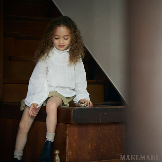 MARLMARL baby girl blouse long-sleeved shirt 01 pearl white fukusa gift packaging pink 90 cm