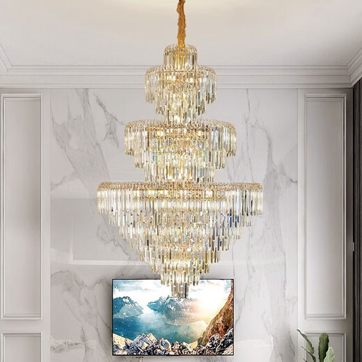 Shilan Light Luxury Duplex Gebäude großer Kronleuchterkristall-Lampen-Villa Wohnzimmer leeres Gebäude mittlerer Bodentreppenleuchte 6628-150*220 cm-drei Farben-Bake-Installation