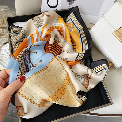 Xianglaner 70 kleiner quadratischer Schal für Damen, neuer Sommer, leichter Luxusschal, modischer High-End-Schal für Mütter, Jasmine Butterfly-Green 70