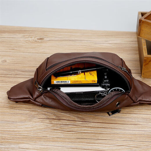 Coole Känguru -Tailentasche Herren echtes Leder Kuhläden multifunktional große Kapazität Schrägkreuzende Konstruktionsstelle Arbeit Laufen Taille Neue Mobiltelefontasche 866 Gelb