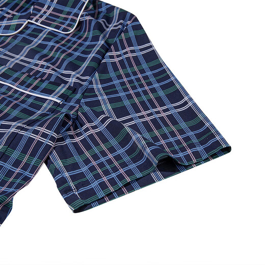 
Mr. Aimu [same style in the mall] 22SS indulgent silky plaid men's pajamas home lapel cardigan short-sleeved NS41F684 dark blue plaid YH8 2XL 180