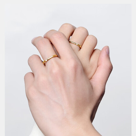 Fat Donglai's same color gold ring for women 18k rose gold 18K small square ring for couples gold plain ring for men a pair white rose gold size 15 (finger circumference 55MM)