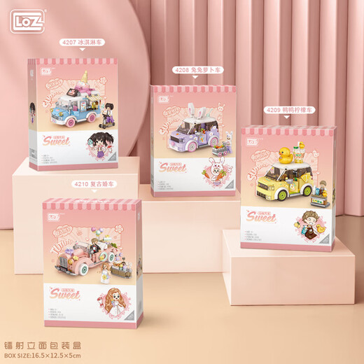 Loz Building Block Assembly Kinderspielzeugmodell Heilung für Jungen und Mädchen Valentinstag Geburtstagsgeschenk 4208 Kaninchen Karottenwagen