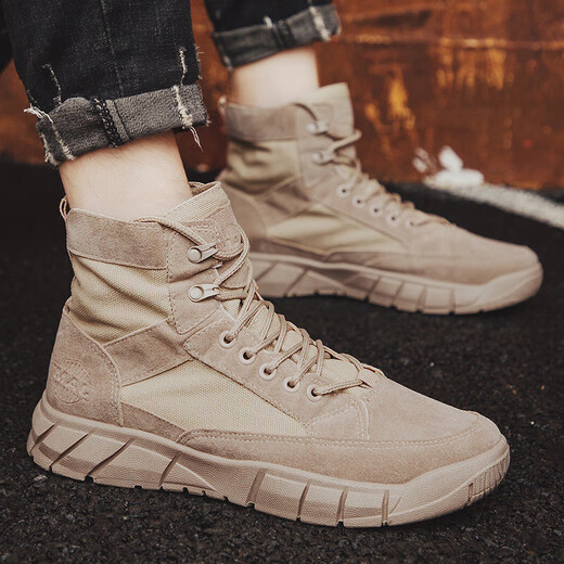 Changxiang Huili Martin Boots Herrenstiefel Sommer High Top Canvas Schuhe Herrenschutz -Schutz Herrenschuhe Arbeitskleidung Britisch -Stil Retro Desert Short Brown 41